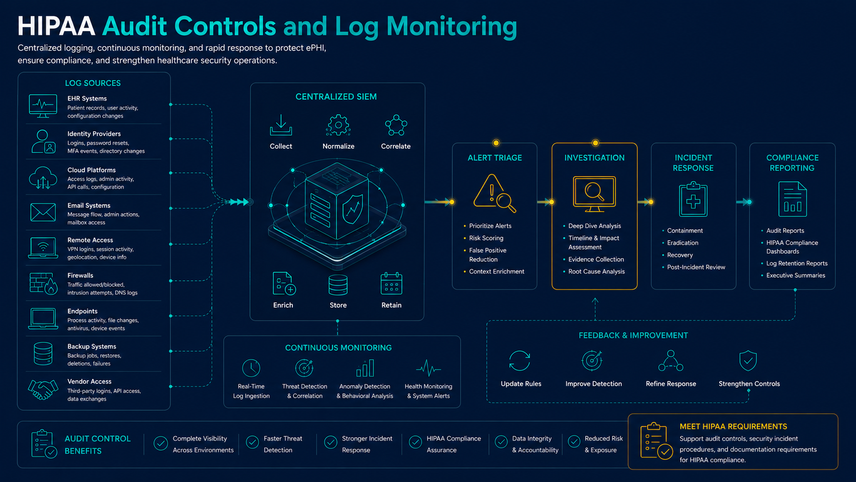 HIPAA audit controls and log monitoring framework