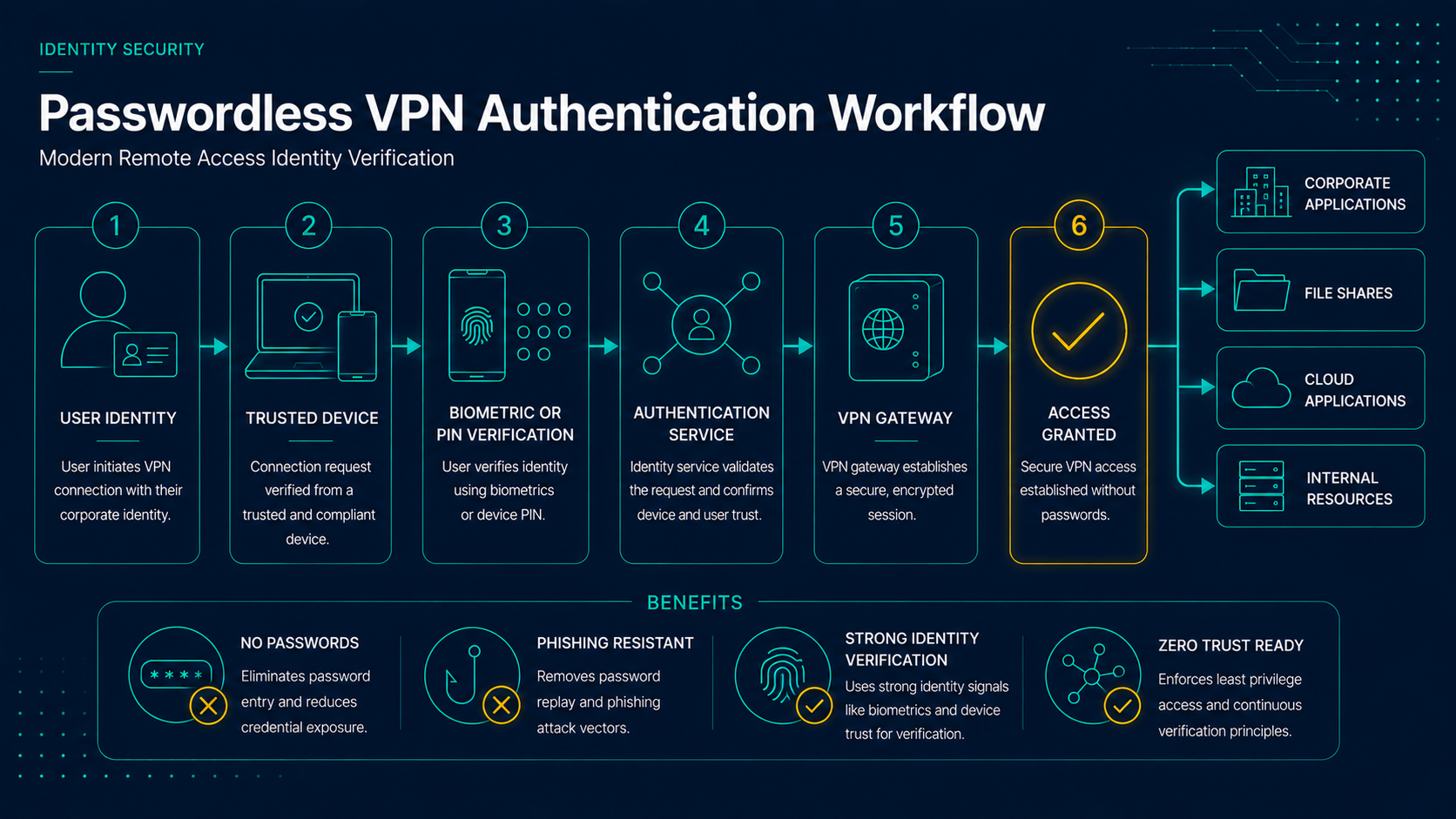 Passwordless VPN authentication flow